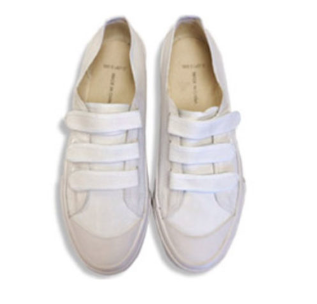 White Casual Triple Velcro Label Print Shoe Sneaker 2432