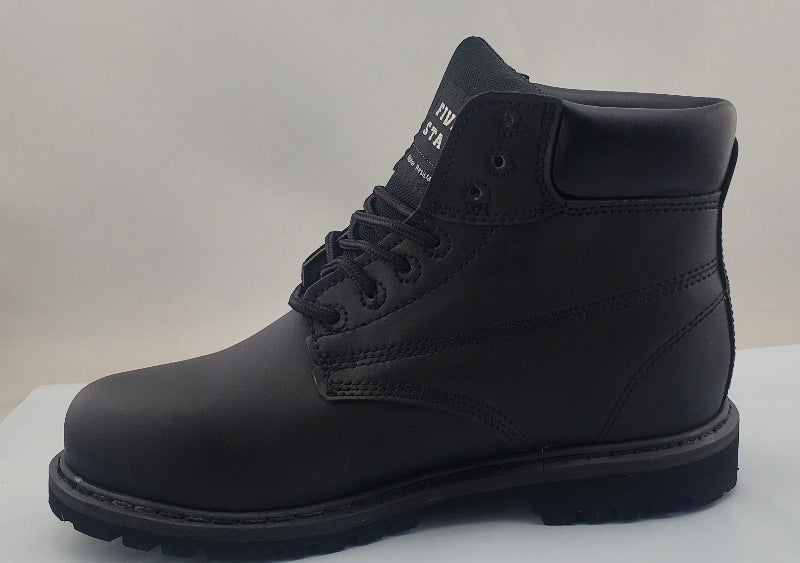 Black 6 Non Metal Leather Inmate Boots with Sewn Eyelets Anchortex 11.5 Wide Black