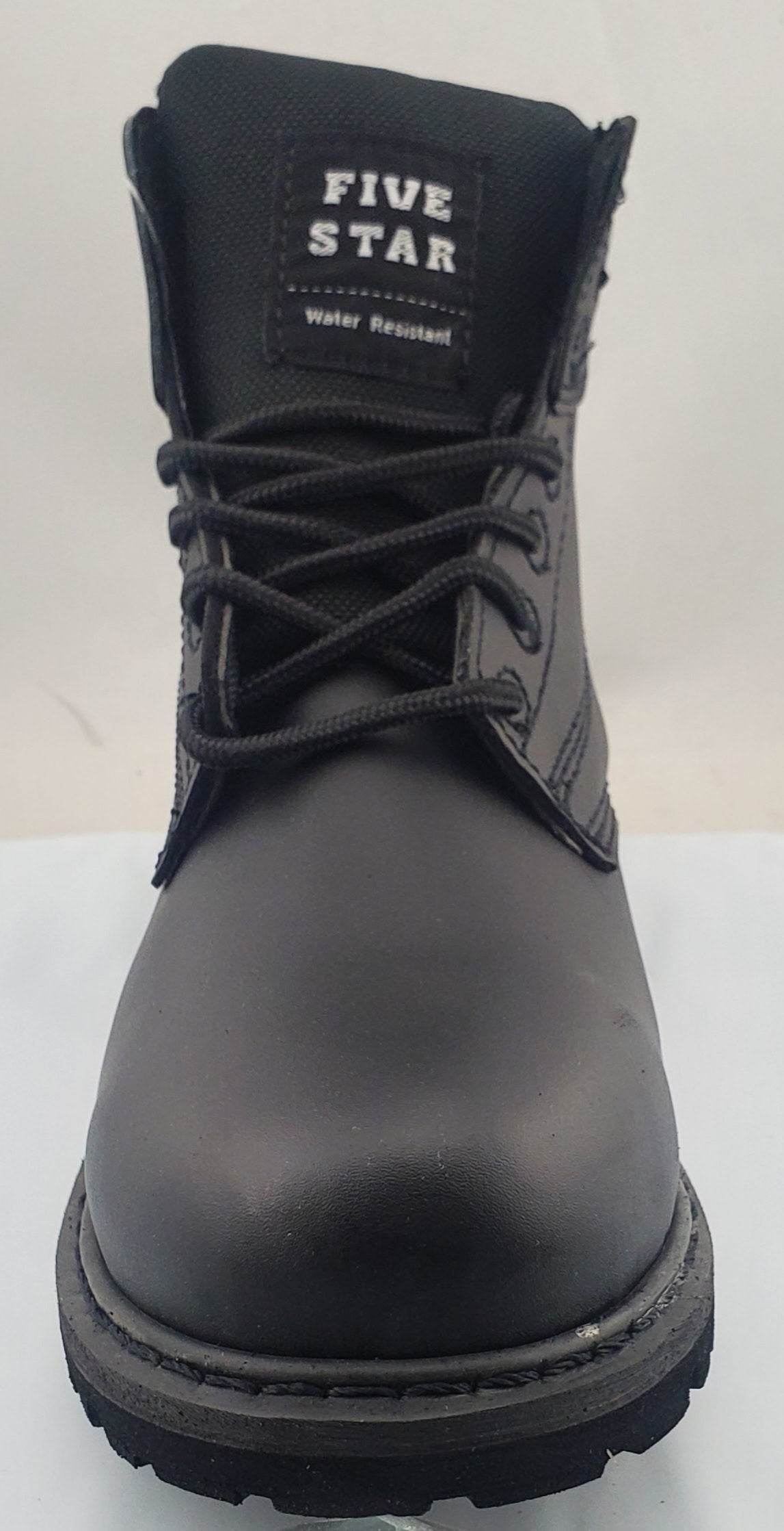 Black 6 Non Metal Leather Inmate Boots with Sewn Eyelet