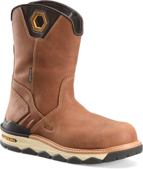 Carolina CA7833 Men's Earthmover 10” Waterproof Comp Toe Wedge Ranch Wellington Workboot - Brown