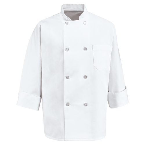 Red Kap 0403 Eight Pearl Button Chef Coat w/o Thermometer Pocket