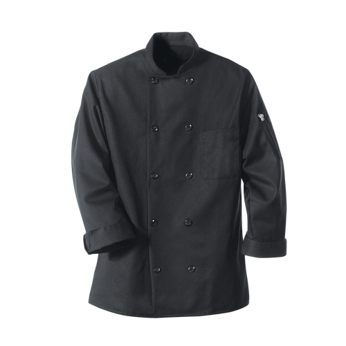 Red Kap 0425 Ten Pearl Button Black Chef Coat