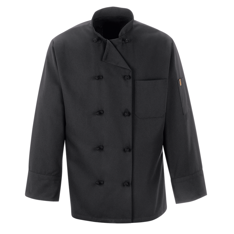 Red Kap 0427 Ten Knot Button Black Chef Coat