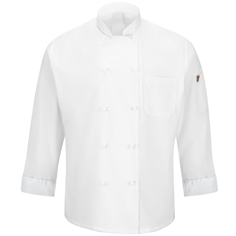 Red Kap 044X Men's Ten Knot Button Chef Coat with OilBlok + MIMIX