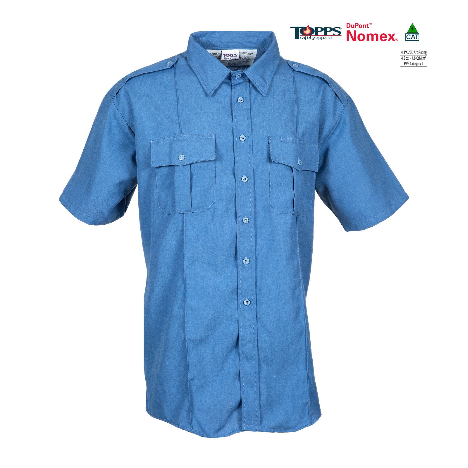 Topps Safety Apparel SH96 Flame Resistant Short Sleeve Public Safety Shirt  Nomex IIIA (HRC 1 - 4.6 cal)