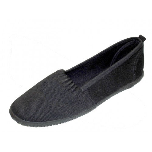 Women s Comfortable Canvas Slip On Shoes Anchortex Black with Black Sole