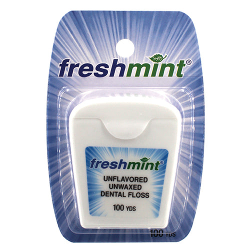 FreshMint DFUW100 Unwaxed Dental Floss in White Box (Case)